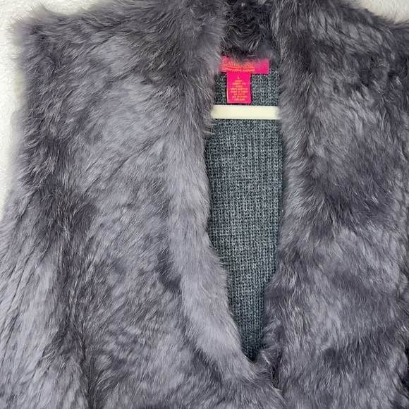 Catherine Catherine Makandrino Gray Rabbit Fur Sleeveless Vest Size L - Picture 5 of 6